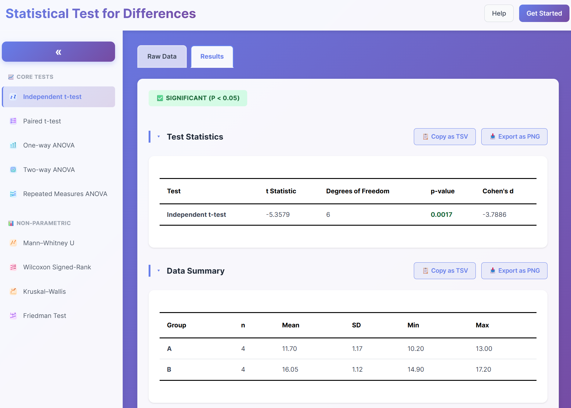 Statistics Test for Differences preview